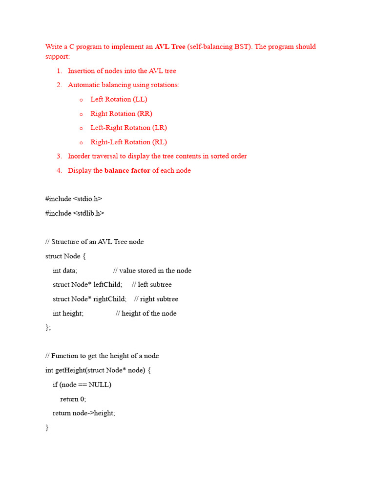 C Program for AVL Tree Implementation | PDF | Integer (Computer Science ...