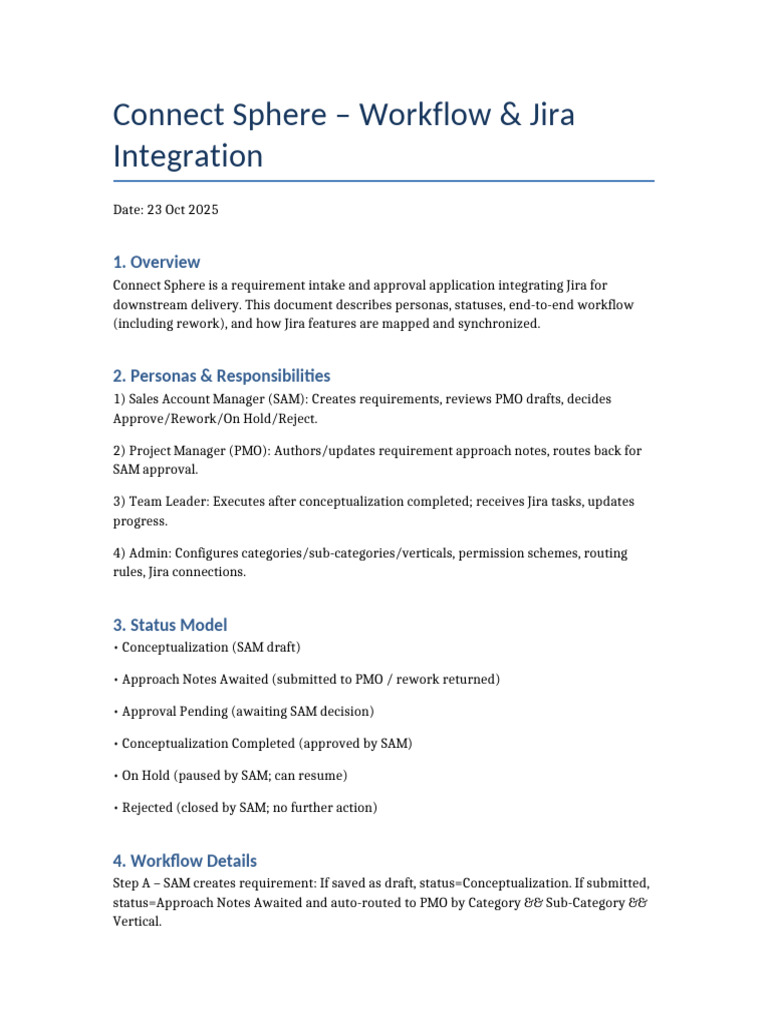 Connect Sphere Workflow and Jira Integration 1 | PDF | Computing ...