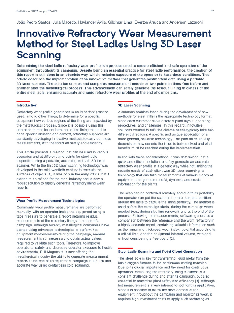 3D Laser Scanning for Steel Ladle Wear | PDF | Image Scanner