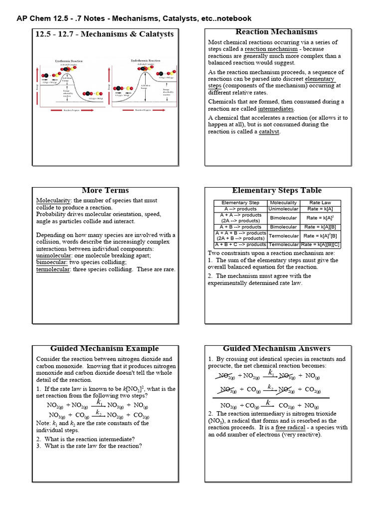 AP Chemistry: Reaction Mechanisms & Catalysts | PDF | Reaction Rate ...