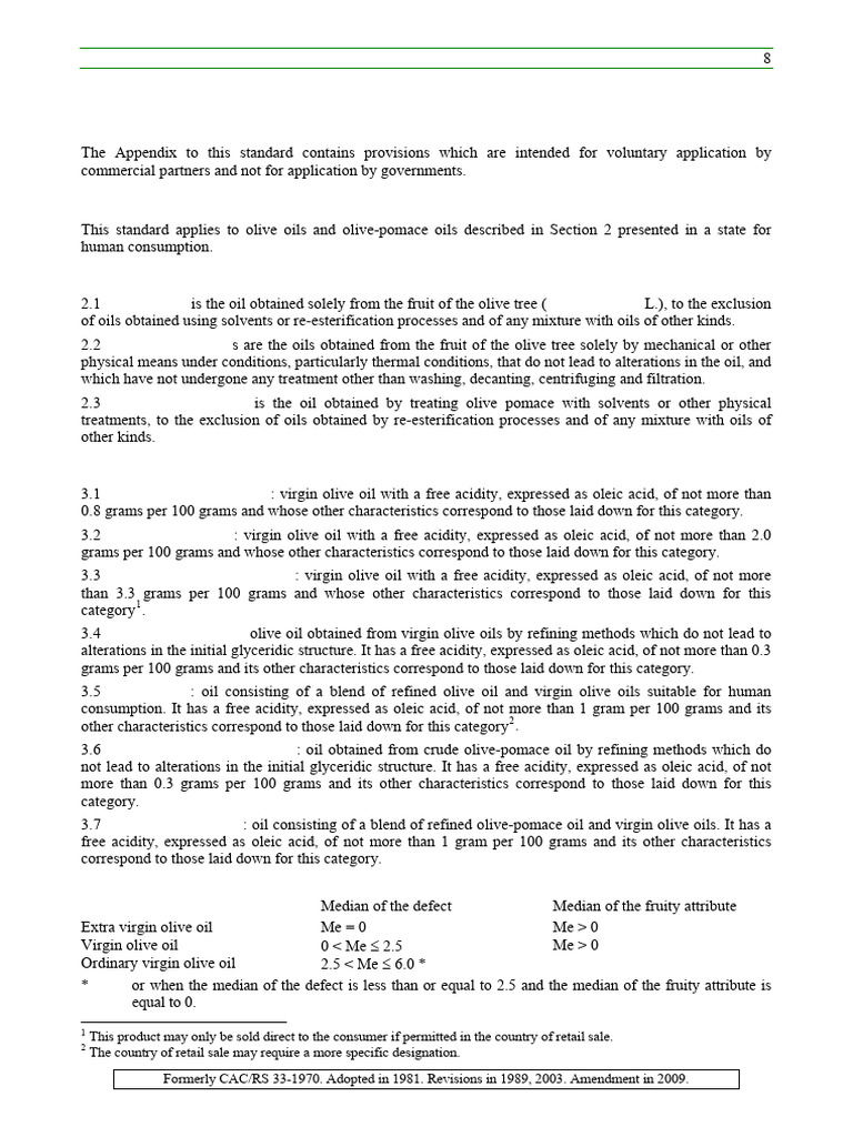 Codex Alimentarius Olive Oil Standard | PDF | Olive Oil | Olive