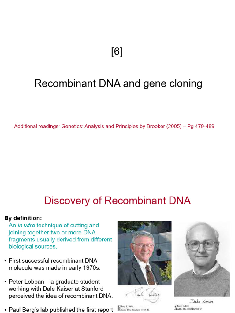 Recombinant DNA and Gene Cloning Basics | PDF | Restriction Enzyme ...
