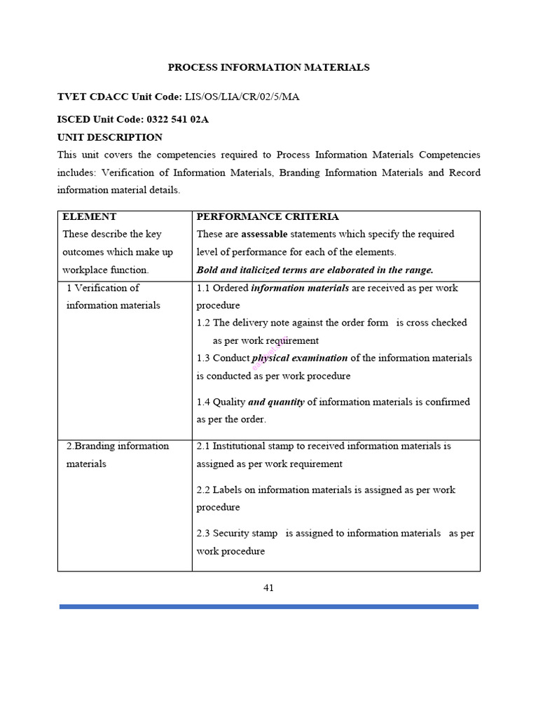 Process Information Materials Competencies | PDF