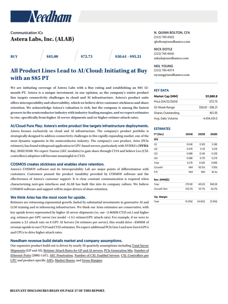 Needham NVDA All Product Lines Lead to AICloud Initiating at Buy Wi ...