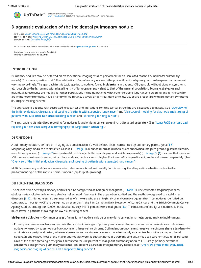 Incidental Pulmonary Nodule Evaluation | PDF | Ct Scan | Medical Imaging