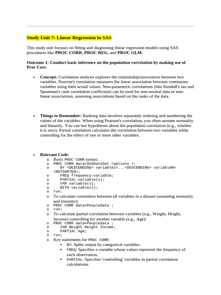 Linear Regression Techniques in SAS | PDF | Logistic Regression ...