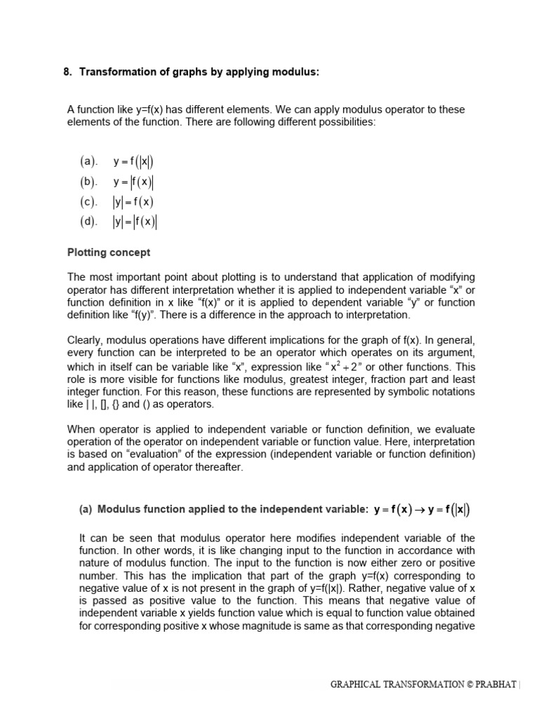 Modulus Function Graph Transformations | PDF | Function (Mathematics ...
