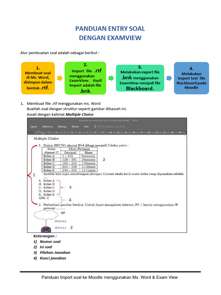 Import Soal Moodle: Panduan Ms. Word & ExamView | PDF