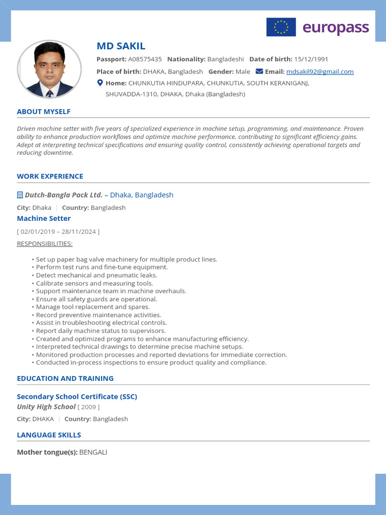 Experienced Machine Setter Resume | PDF | Machines | Calibration