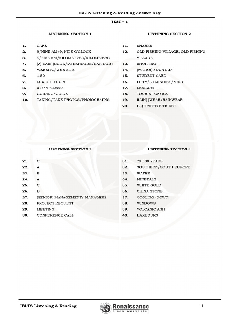 IELTS Listening & Reading Answer Key | PDF | Chess Theory | Chess