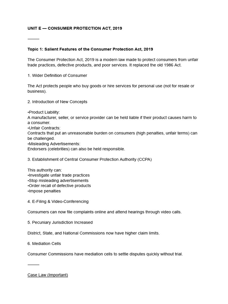 Unit E | PDF | Consumer Protection | Product Liability