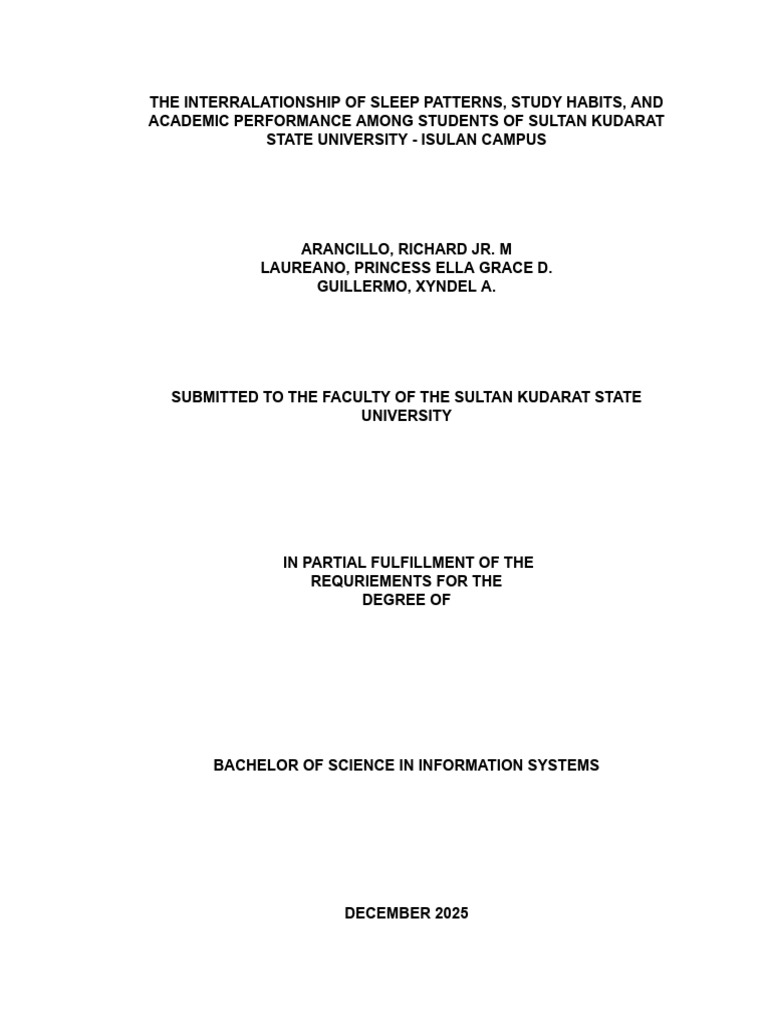 Sleep, Study Habits, and Grades at SKSU | PDF | Sleep | Statistics
