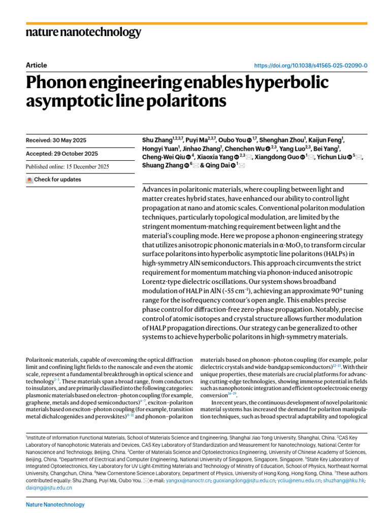 Phonon Engineering for Hyperbolic Polaritons | PDF | Phonon | Waves