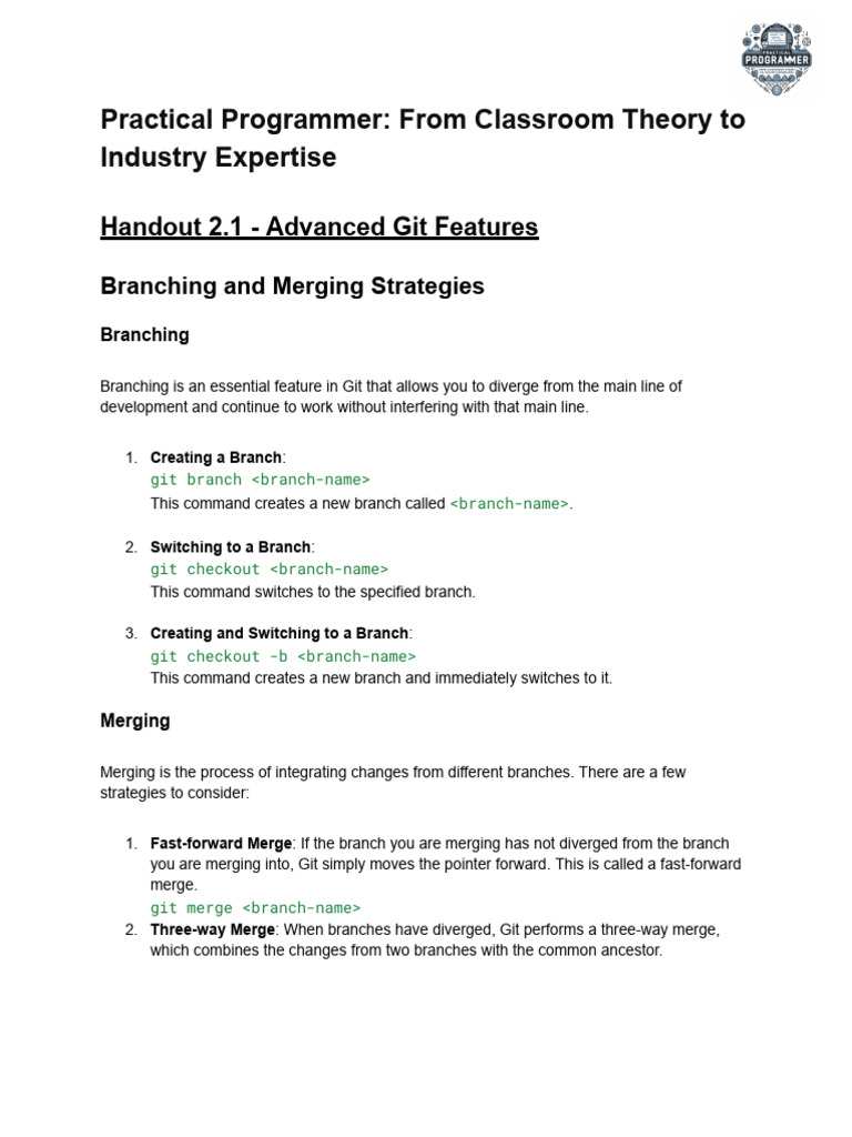 Advanced Git Branching and Merging Guide | PDF | Computer Science ...
