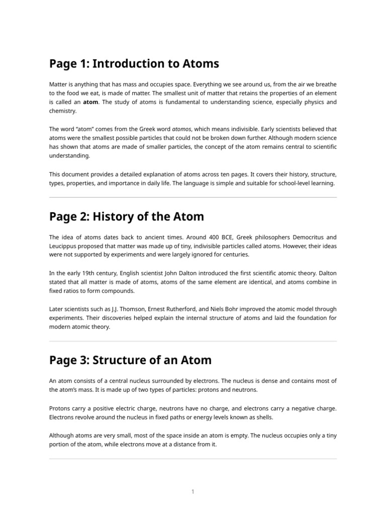 Understanding Atoms: A Comprehensive Guide | PDF | Atoms | Proton
