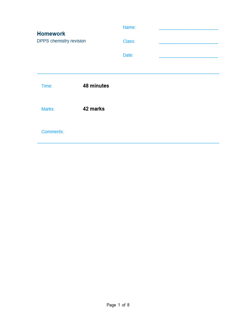 Chemistry Revision Homework Guide | PDF | Time Of Flight Mass ...