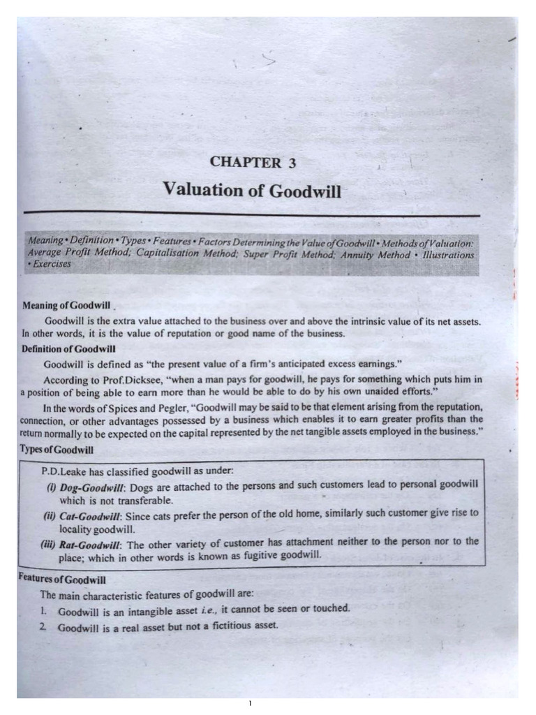 Valuation of goodwill (1) | PDF