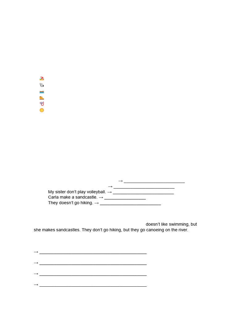 Summer Activities and Present Simple Exercises | PDF | Chess Openings ...