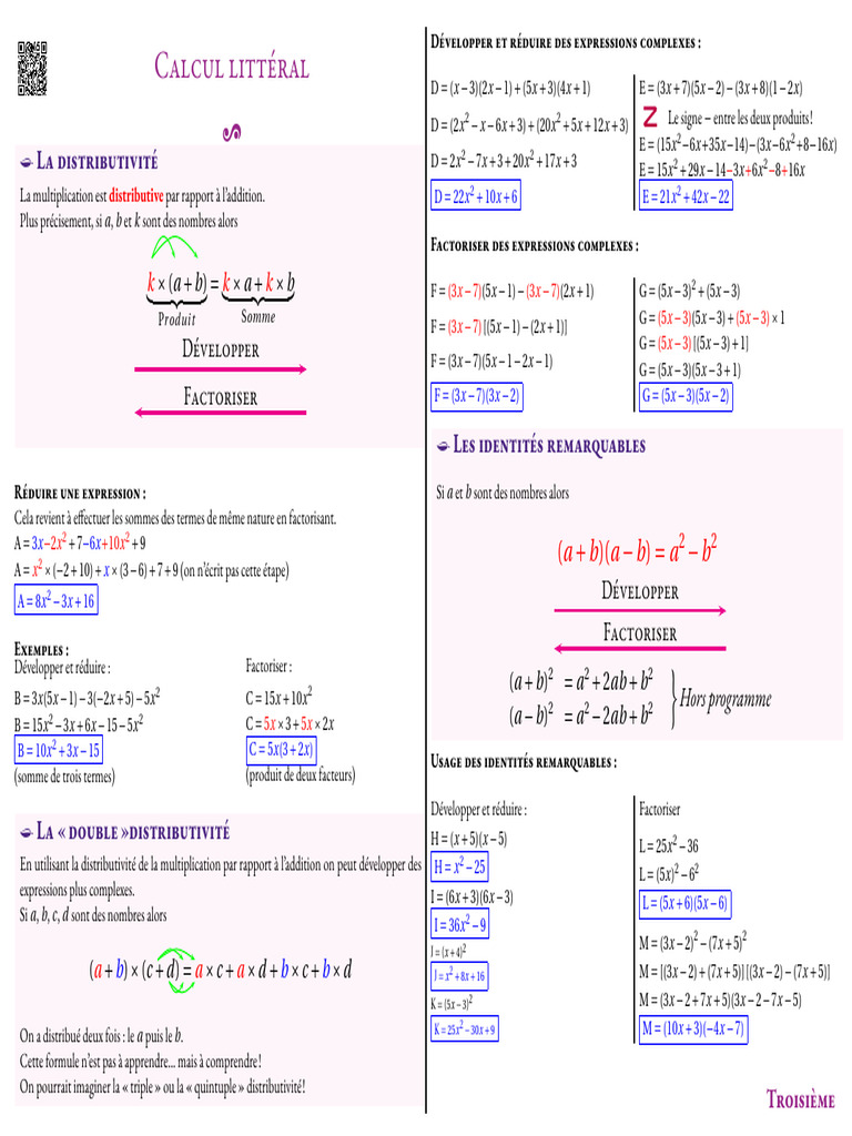 Distributivité et identités remarquables | PDF | Factorisation ...