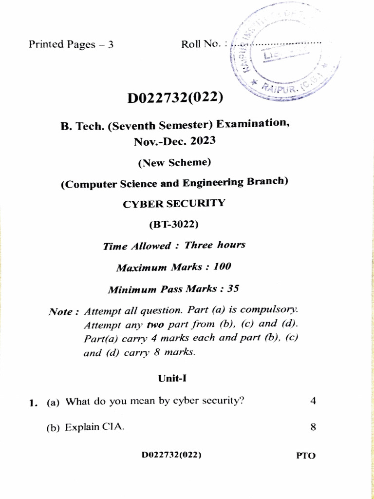 2023-Nov-Dec Cyber Security (AICTE) | PDF | Computer Security | Security