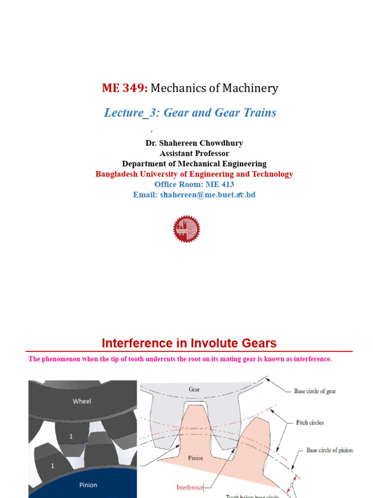 Interference in Involute Gears Explained | PDF | Gear | Circle