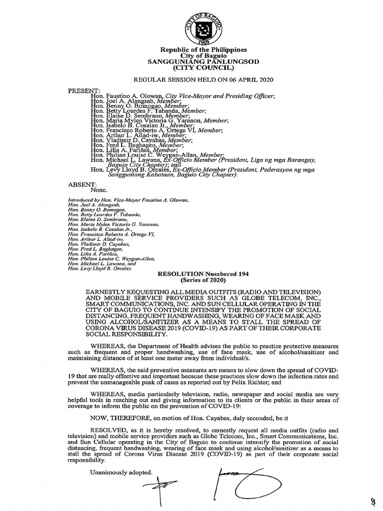 84-RESOLUTION No. 194-2020 | PDF