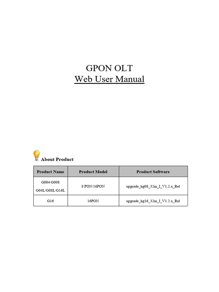 GPON OLT Web User Manual Guide | PDF | Ip Address | Wireless Lan