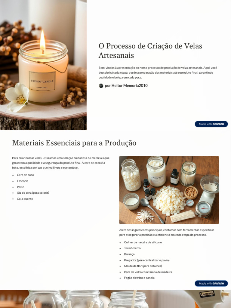 O Processo de Criacao de Velas Artesanais | PDF | Vela | Temperatura