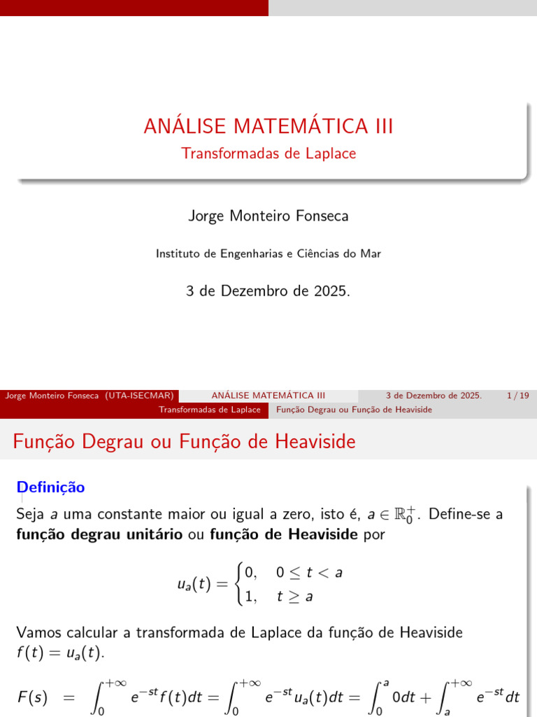 Transformadas de Laplace e Heaviside | PDF | Transformada de Laplace ...