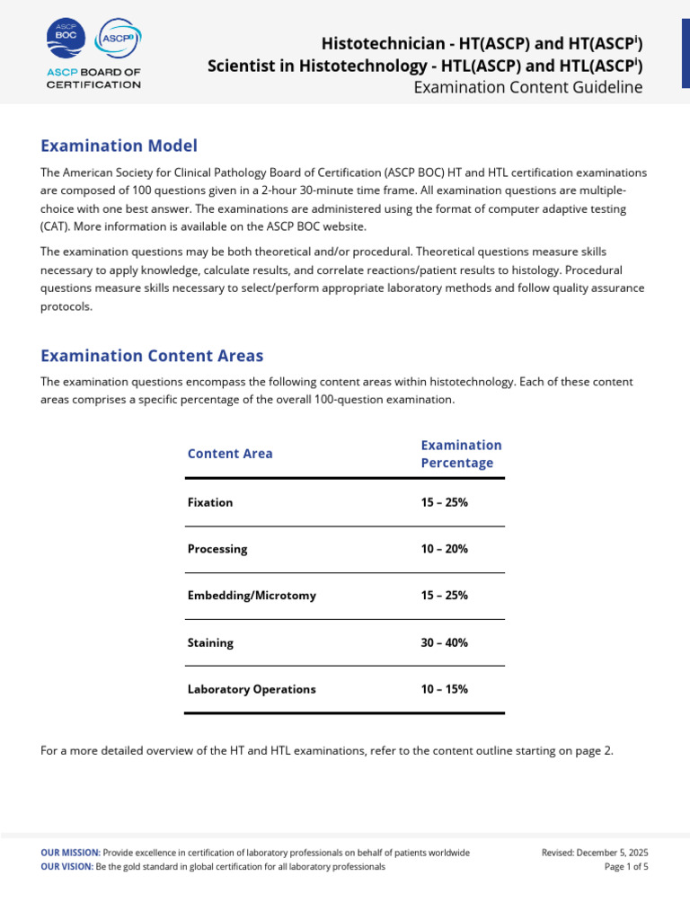 Histotechnician Certification Exam Guide | PDF | Histology ...