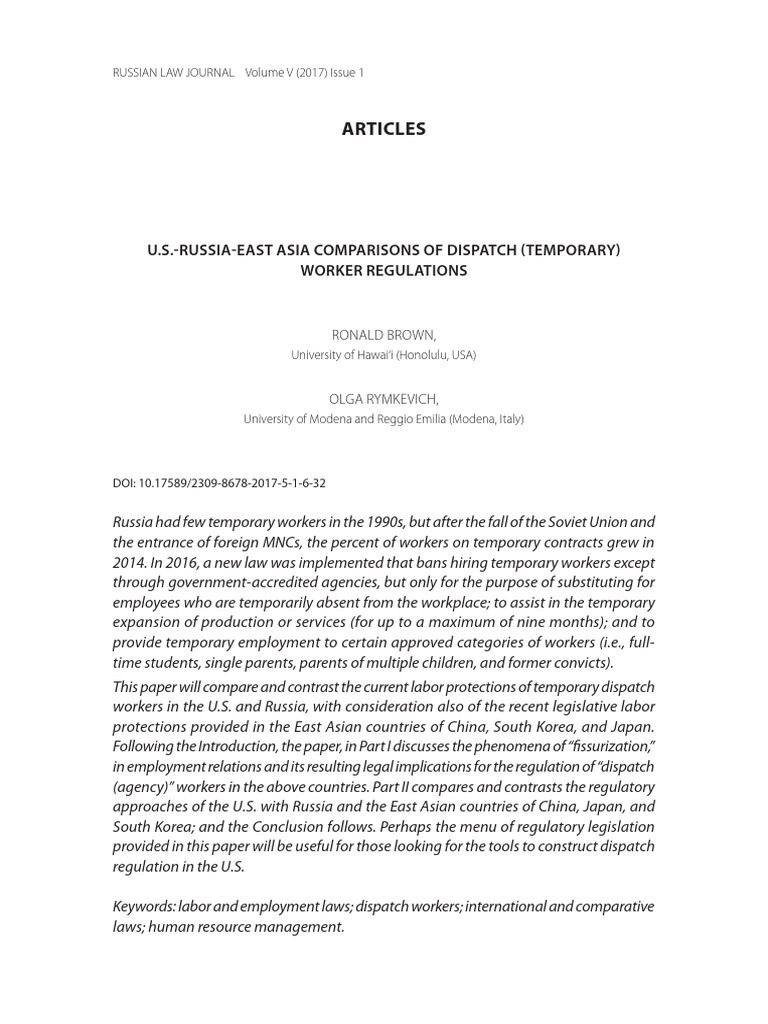 U.S. and Russia: Temporary Worker Laws | PDF | Employment | Temporary Work