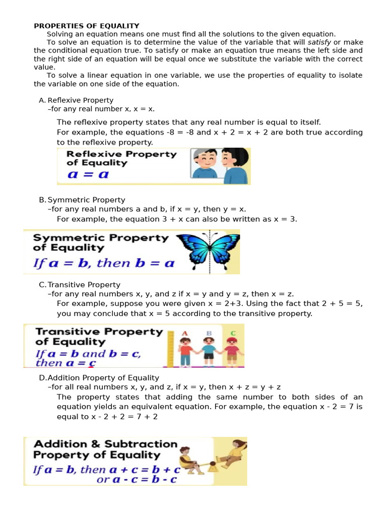 Properties of Equality Explained | PDF