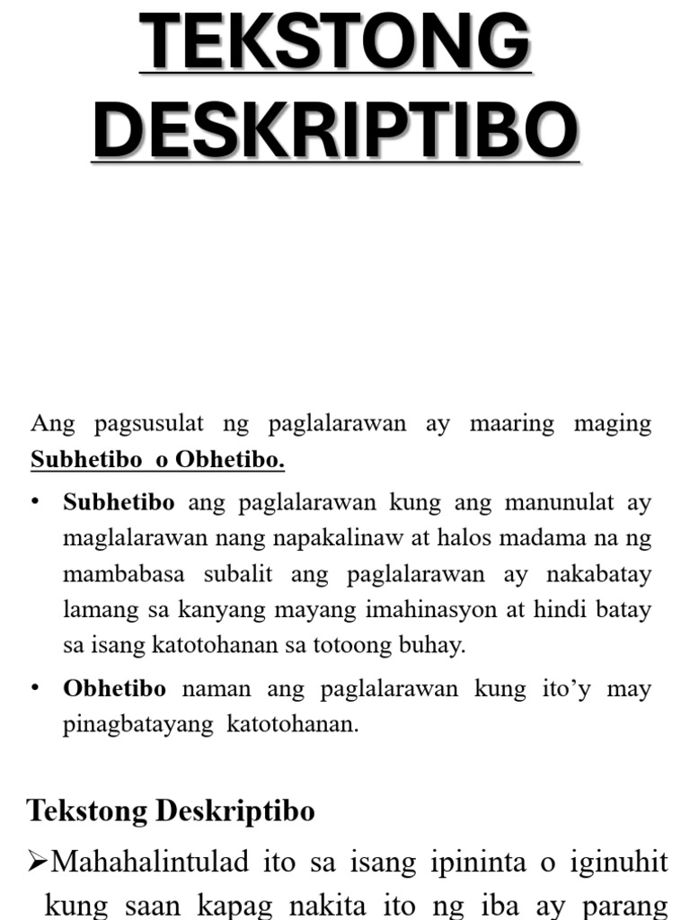 Q3 - W2 (Tekstong Deskriptibo) 2 | PDF