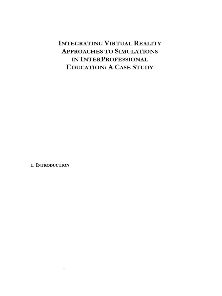 Integrating Virtual Reality Approaches to Simulations in ...