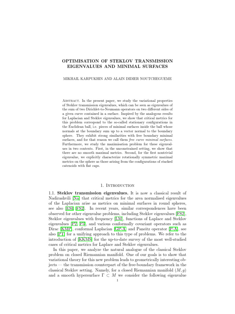 Steklov Transmission Eigenvalues Analysis | PDF | Eigenvalues And ...