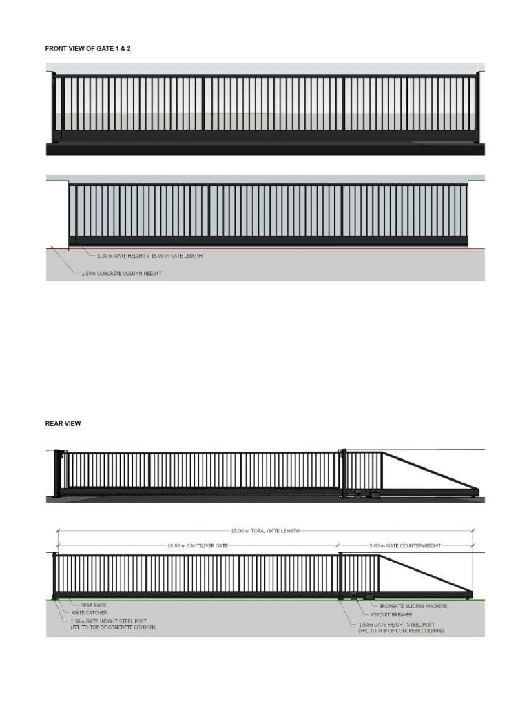 Detailed Views of Gates 1 & 2 | PDF