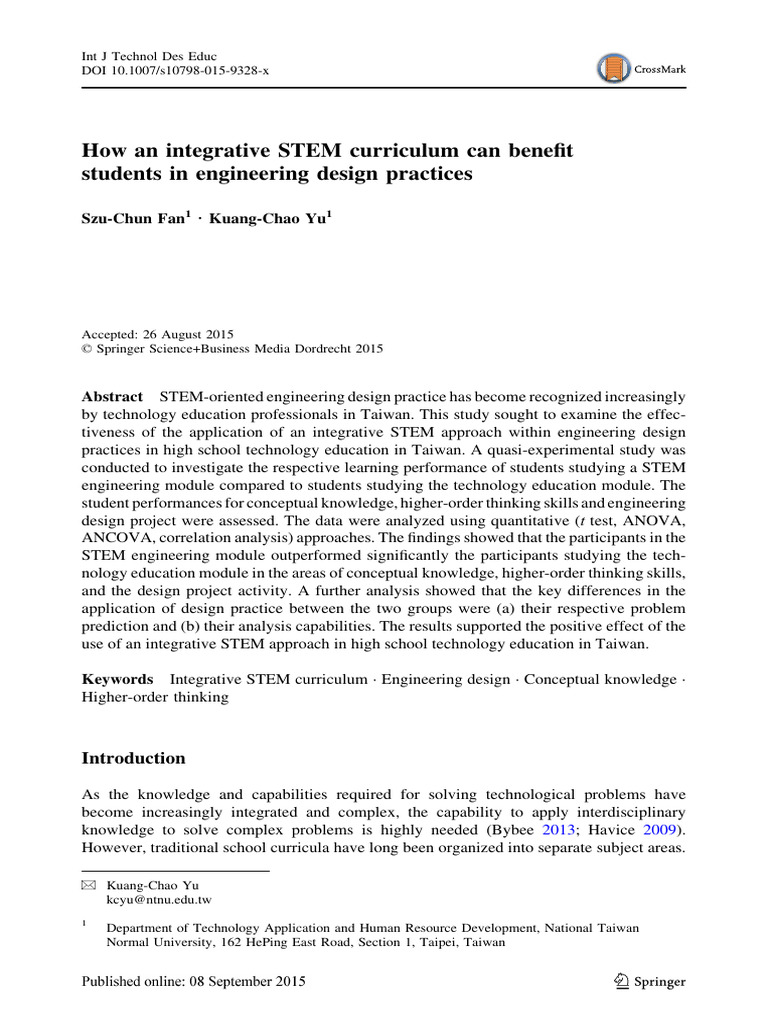 Benefits of Integrative STEM in Education | PDF | Knowledge | Analysis ...