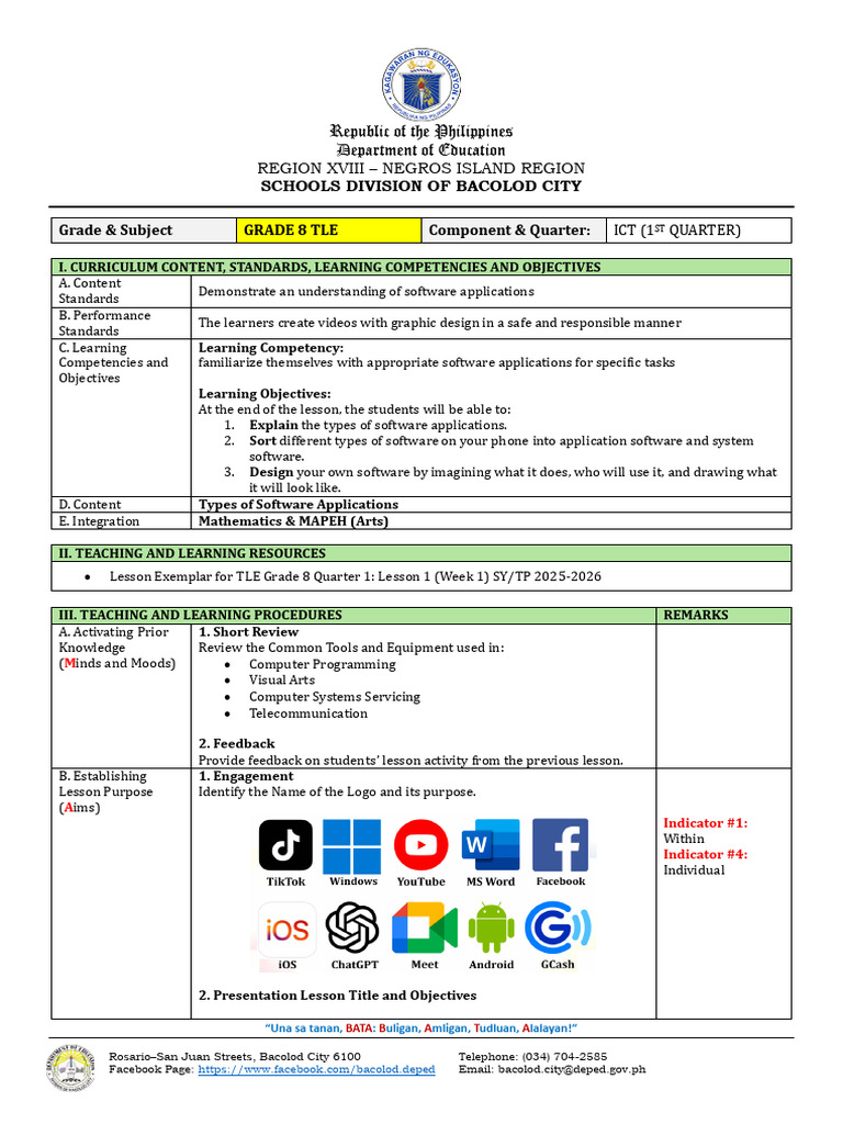 TLE8 Teaching Demonstration (Lesson Plan) | PDF | Software ...
