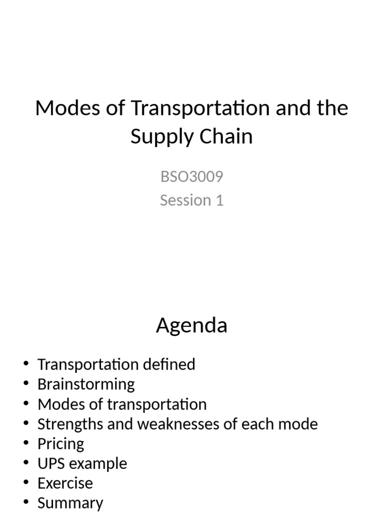Transportation Modes in Supply Chain Management | PDF | Cargo | Transport