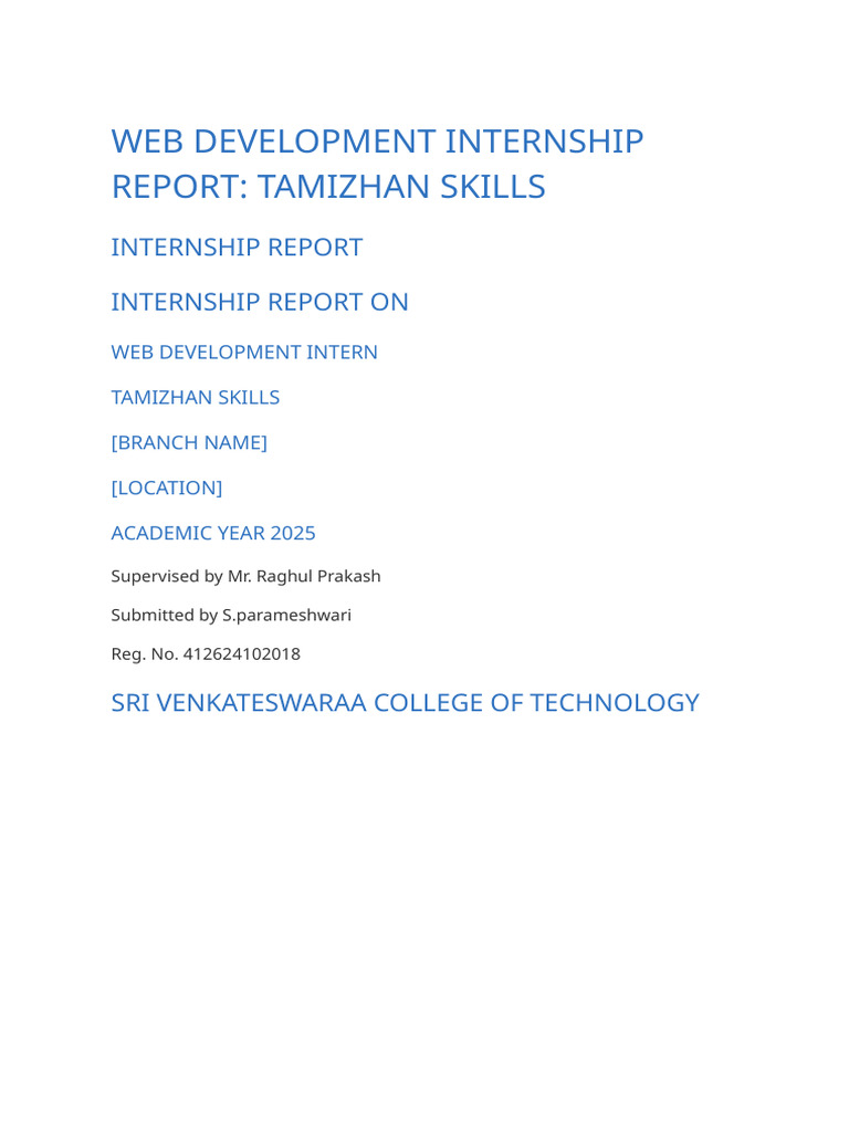 Web Development Internship Report 2025 | PDF | Web Development | World ...