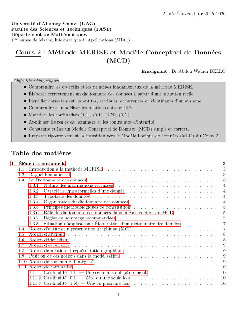 Méthode MERISE et Modèle Conceptuel MCD | PDF | Bases de données | Données
