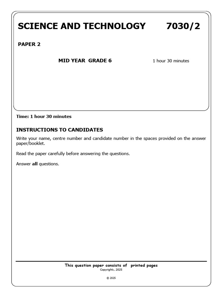 Grade 6 Science and Technology Exam Paper | PDF | Foods | Cooking