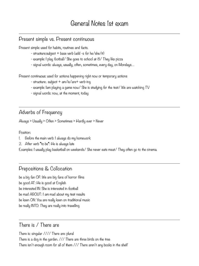 Notes Miguel 1st Exam | PDF | Verb | Subject (Grammar)