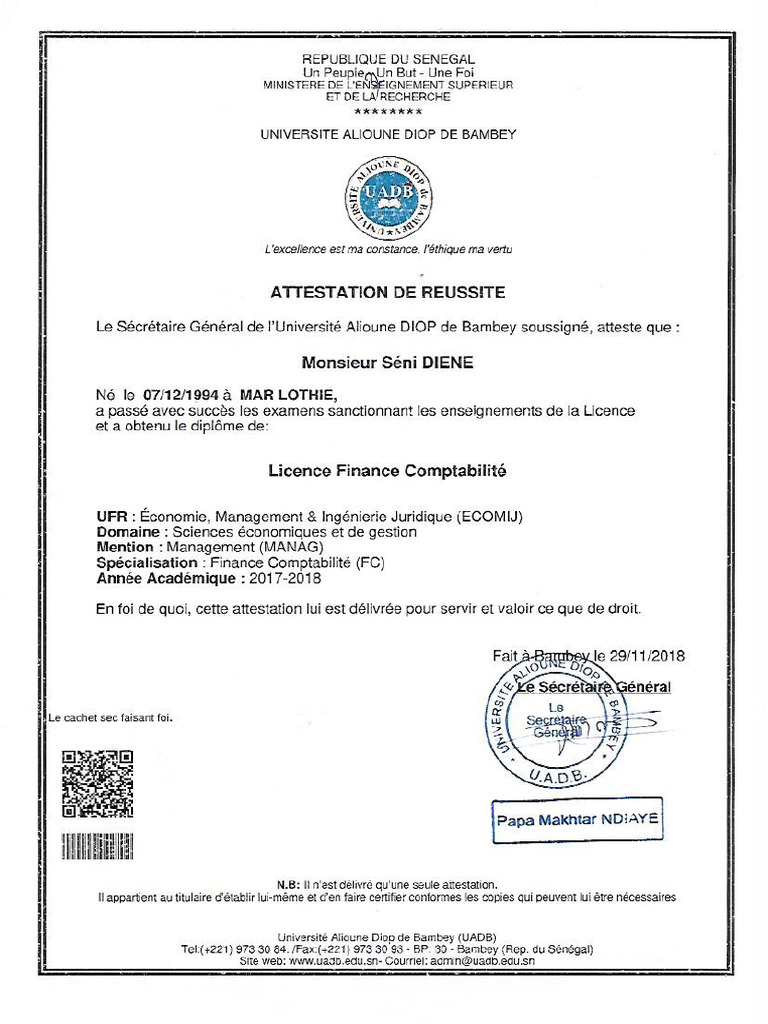 Attestation de Rã©ussite Licence | PDF