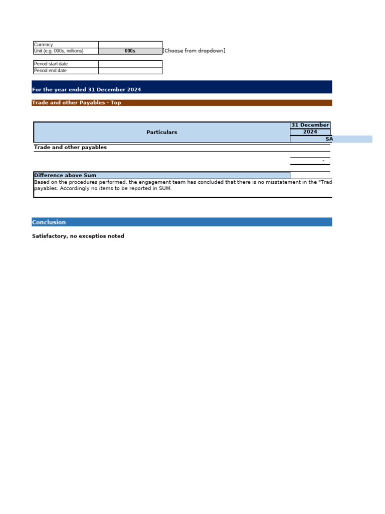 Trade and Other Payables Audit Summary | PDF | Accounts Payable | Invoice
