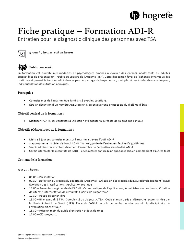 Formation ADI-R pour diagnostic TSA | PDF