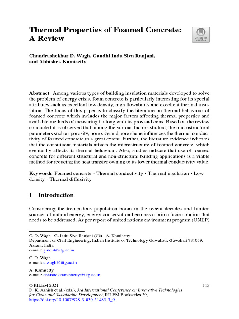 Thermal Properties of Foamed Concrete Review | PDF | Concrete | Porosity