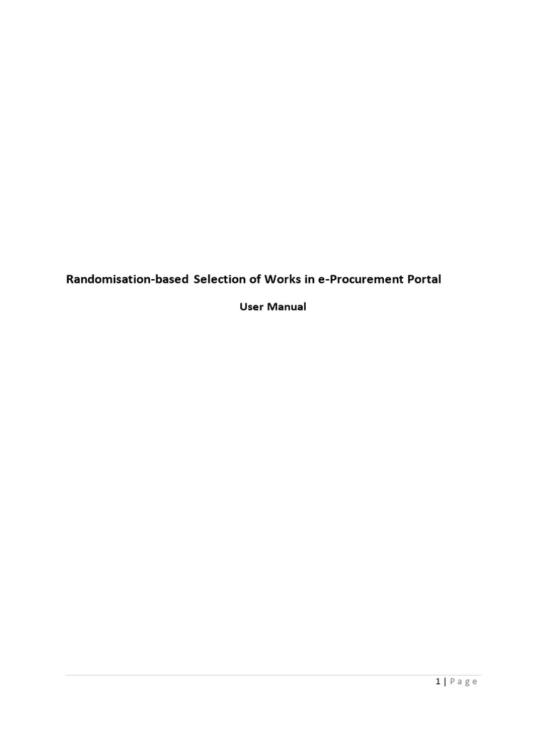 e-Procurement Randomisation User Manual | PDF | Computing | Software
