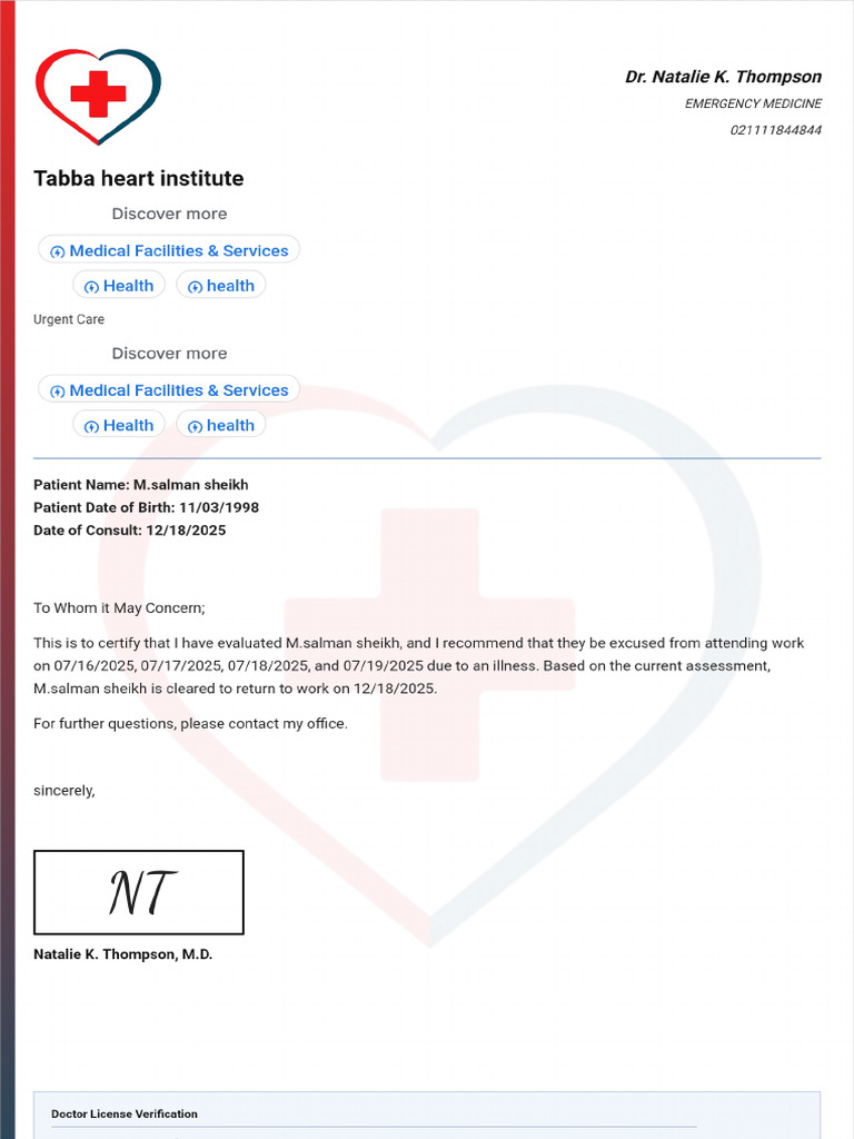 Doctor Note With Signature | PDF