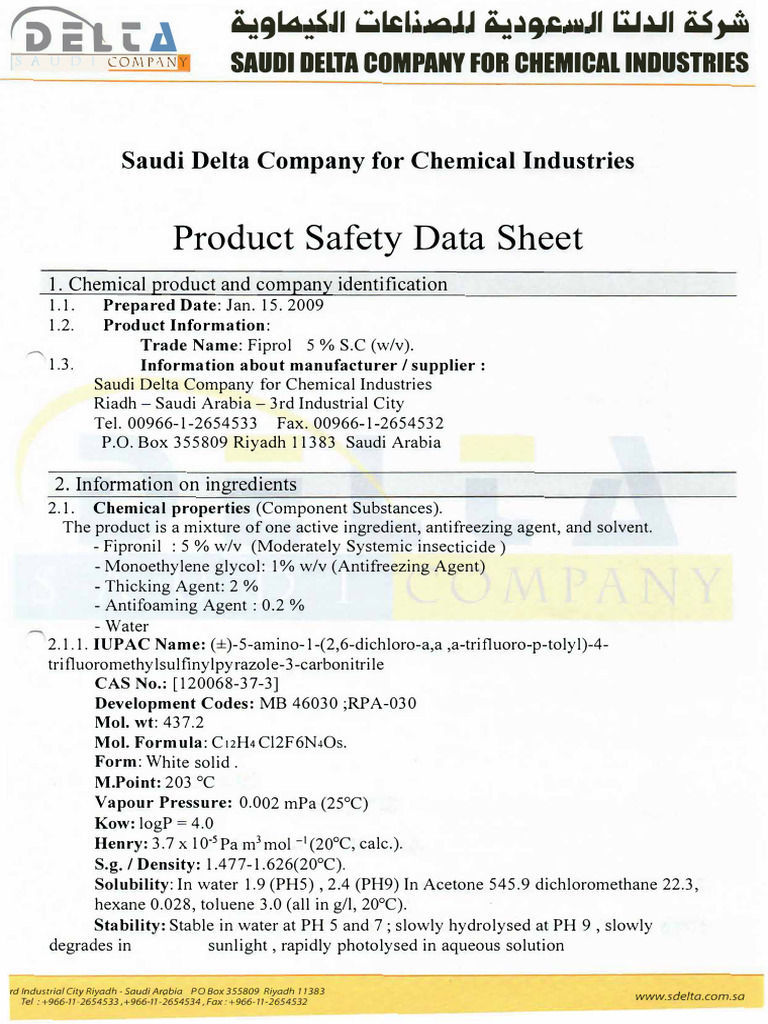 Delta Floor Cleaner Sds | PDF | Chemical Substances | Breathing